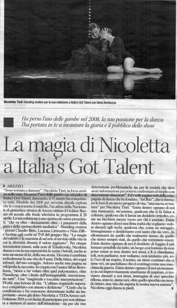 nicoletta tinti silvia bertoluzza su Corriere di arezzo del 01/04/20175