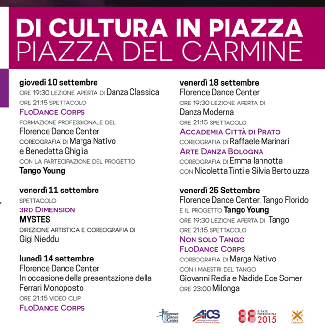In piazza del carmine per DI CULTURA IN PIAZZA organizzato da Florence Dance Company